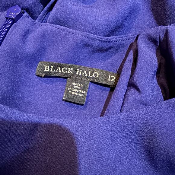 Black Halo Emsley Mini Dress Blue Purple Sleeveless Women's Size 12 - Picture 6 of 11